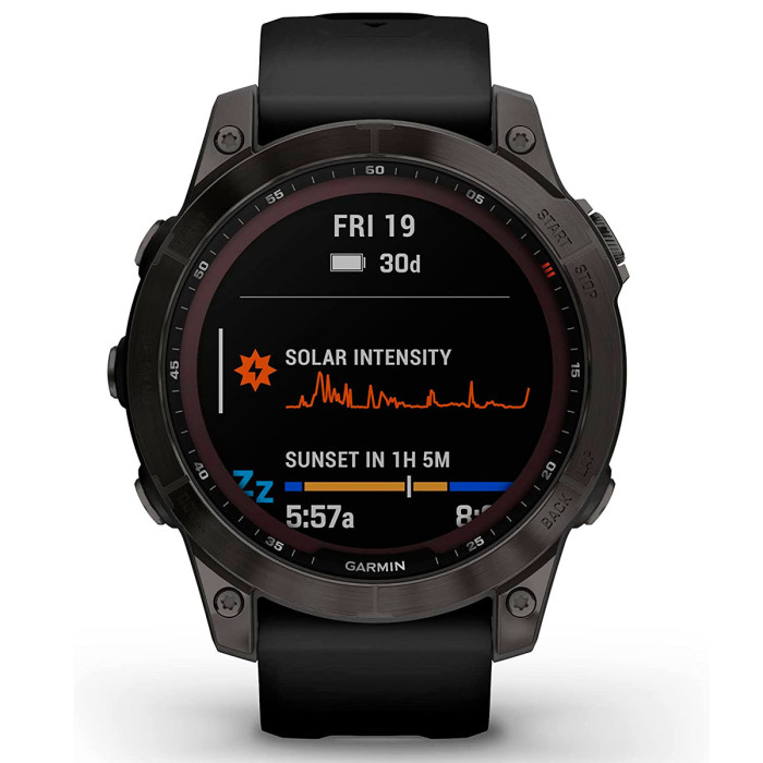 Garmin Fenix 7 Sapphire Solar Carbon Gray DLC Titanium with Black Band (010-02540-20/21)