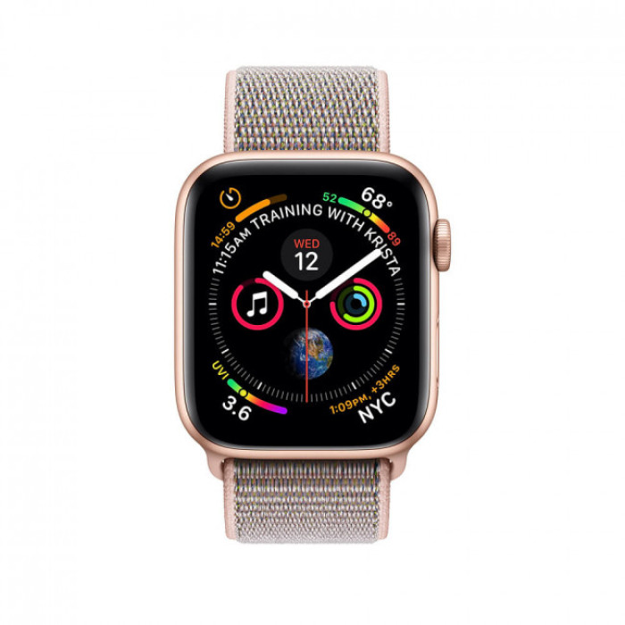 Apple WATCH Series 4 GPS + LTE 44mm Gold Aluminum Case with Pink Sand Sport Loop (MTV12)
