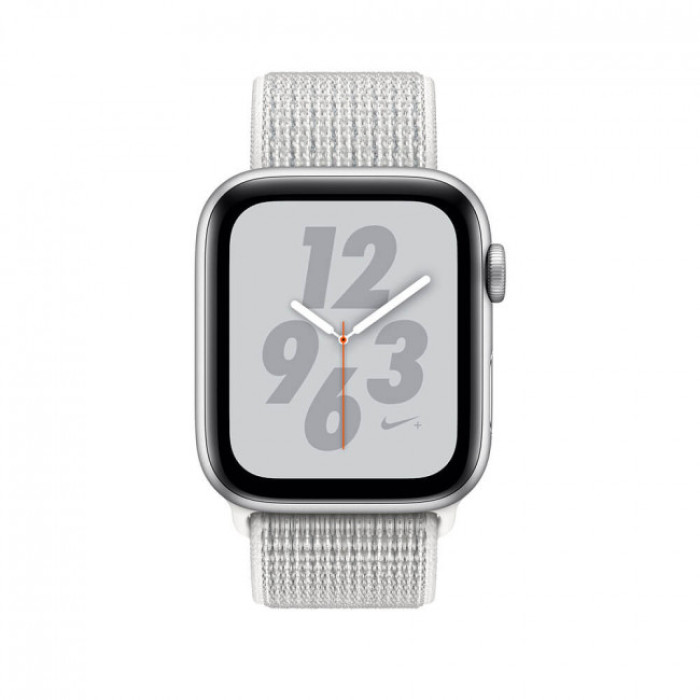 Apple WATCH Nike+ Series 4 GPS + LTE 44mm Silver Aluminum Case with Summit White Nike Sport Loop (MTXA2)