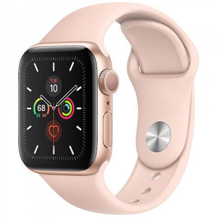 Apple WATCH Series 5 44mm Gold GPS Aluminium Case with Pink Sand Sport Band (MWVE2) Уценка