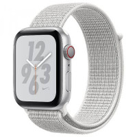Apple WATCH Nike+ Series 4 GPS + LTE 44mm Silver Aluminum Case with Summit White Nike Sport Loop (MTXA2)