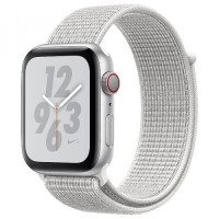 Apple WATCH Nike+ Series 4 GPS + LTE 44mm Silver Aluminum Case with Summit White Nike Sport Loop (MTXA2)