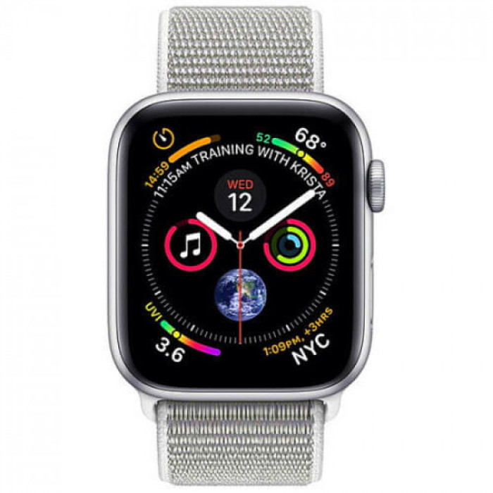 Apple WATCH Series 4 GPS + LTE 44mm Silver Aluminum Case with Seashell Sport Loop (MTUV2)