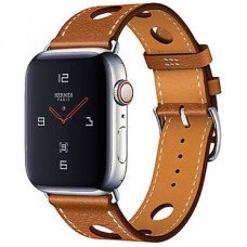 Apple WATCH Hermes Series 4 GPS + LTE 44mm Stainless Steel Case with Fauve Grained Barenia Leather Single Tour Rallye (MU9D2)
