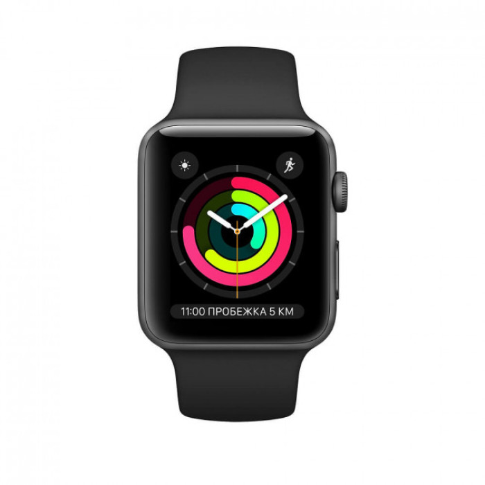 Apple WATCH Series 3 42mm Space Gray Aluminium Case with Black Sport Band (MTF32) Уценка