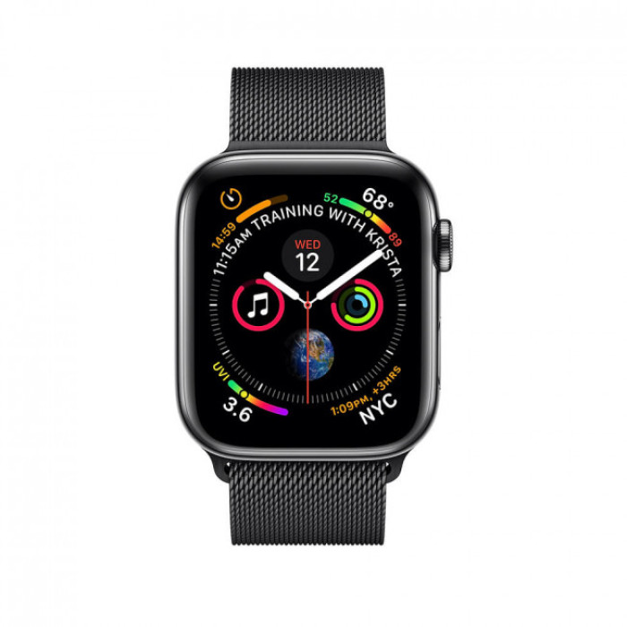 Apple WATCH Series 4 GPS + LTE 44mm Space Black Stainless Steel Case with Space Black Milanese Loop (MTV62)