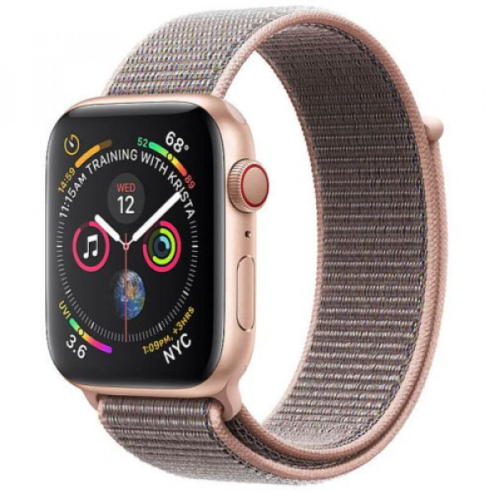 Apple WATCH Series 4 GPS + LTE 44mm Gold Aluminum Case with Pink Sand Sport Loop (MTV12)