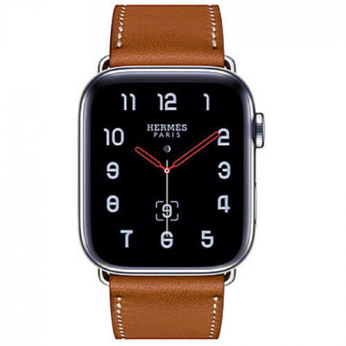 Apple WATCH Hermes Series 4 GPS + LTE 44mm Stainless Steel Case with Fauve Barenia Leather Single Tour (MU6V2)