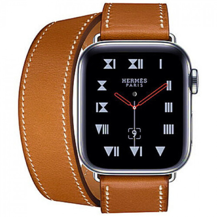 Apple WATCH Hermes Series 4 GPS + LTE 40mm Stainless Steel Case with Fauve Barenia Leather Double Tour (MU6P2)