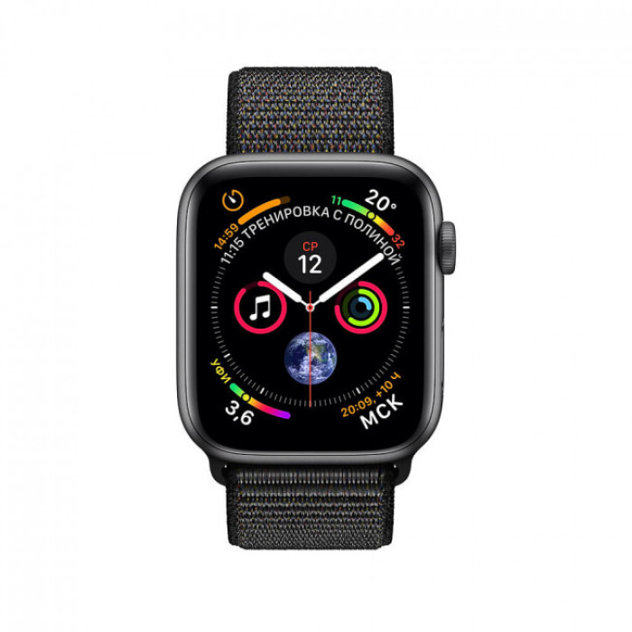 Apple WATCH Series 4 GPS 44mm Space Gray Aluminum Case with Black Sport Loop (MU6E2)