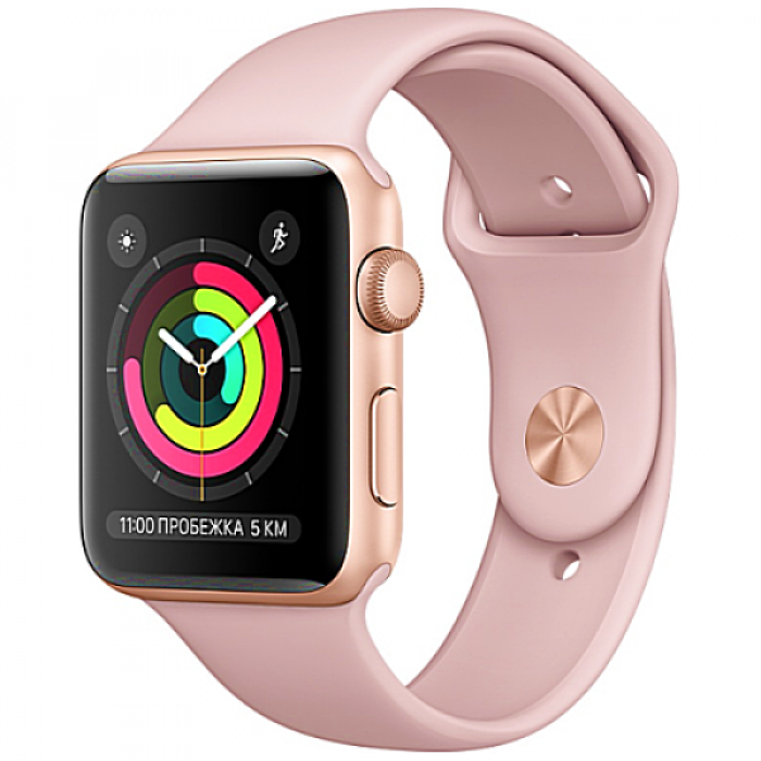 Apple WATCH Series 3 42mm Gold Aluminium Case with Pink Sand Sport Band (MQL22)