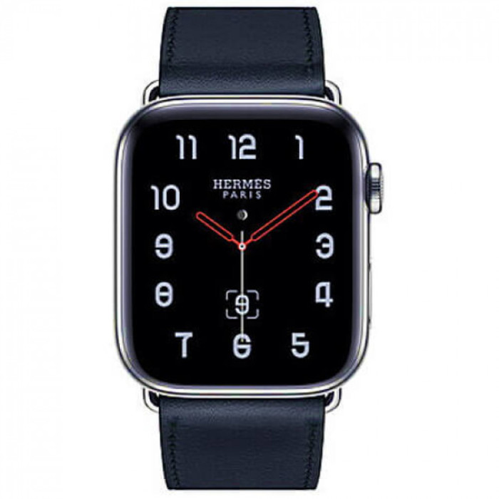 Apple WATCH Hermes Series 4 GPS + LTE 44mm Stainless Steel Case with Bleu Indigo Swift Leather Single Tour (MU6W2)