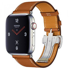 Apple WATCH Hermes Series 4 GPS + LTE 44mm Stainless Steel Case with Fauve Barenia Leather Single Tour Deployment Buckle (MU6T2)