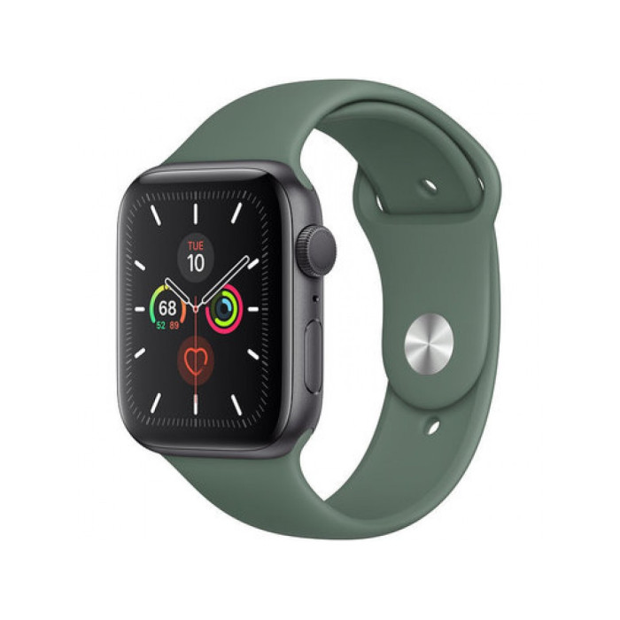 Apple Watch Series 5 44mm Space Gray GPS Aluminum Case with Green Sport Band (MWT52)