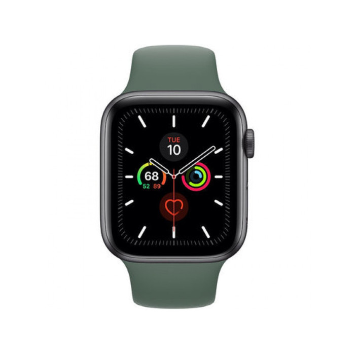 Apple Watch Series 5 44mm Space Gray GPS Aluminum Case with Green Sport Band (MWT52)
