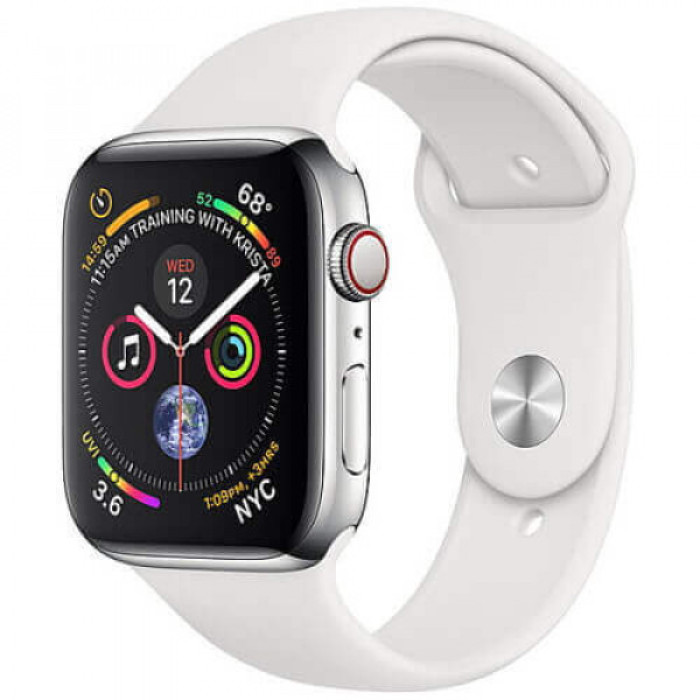 Apple WATCH Series 4 GPS + LTE 40mm Stainless Steel Case with White Sport Band (MTVJ2/MTUL2 )