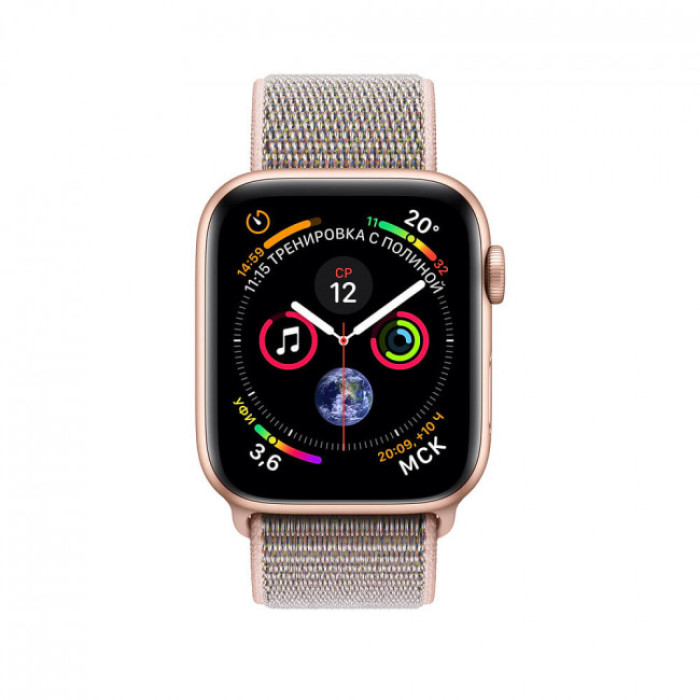 Apple WATCH Series 4 GPS 44mm Gold Aluminum Case with Pink Sand Sport Loop (MU6G2)