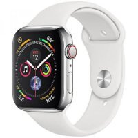 Apple WATCH Series 4 GPS + LTE 44mm Stainless Steel Case with White Sport Band (MTV22/MTX02 )