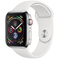 Apple WATCH Series 4 GPS + LTE 44mm Stainless Steel Case with White Sport Band (MTV22/MTX02 )