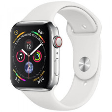 Apple WATCH Series 4 GPS + LTE 44mm Stainless Steel Case with White Sport Band (MTV22/MTX02 )