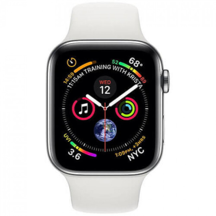 Apple WATCH Series 4 GPS + LTE 40mm Stainless Steel Case with White Sport Band (MTVJ2/MTUL2 )