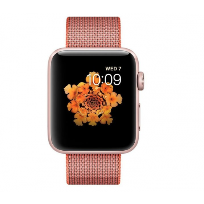 Apple WATCH Series 2 42mm Rose Gold Aluminium Case with Orange/Anthracite Woven Nylon Band (MNPM2)