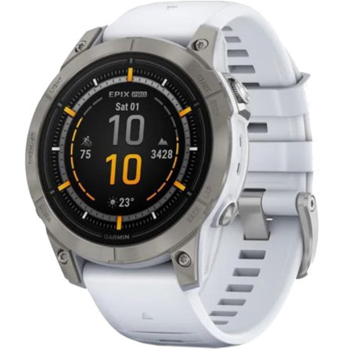 Смарт-часы Garmin Epix Pro Gen 2 Sapphire 47mm Titanium w. Whitestone Band (010-02803-20/21)