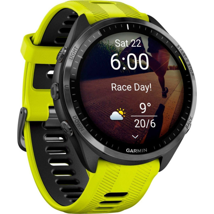 Смарт-годинник Garmin Forerunner 965 Carbon Gray Titanium Bezel w. Black Case and Amp Yell/Black S. Band (010-02809-02)
