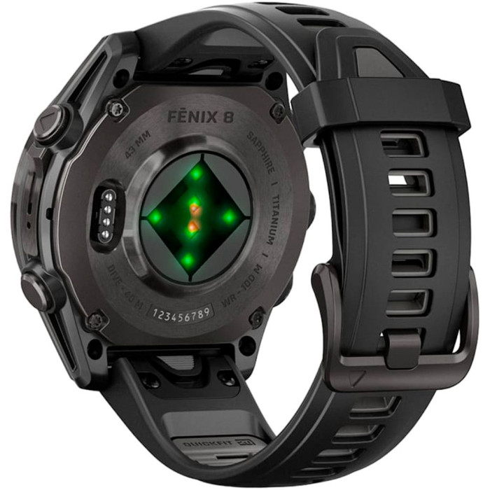 Смарт-часы Garmin Fenix 8 43mm AMOLED Sapphire Carbon Gray DLC Tit. w. Black/Pebble Gray S. Band (010-02903-20/21/28)