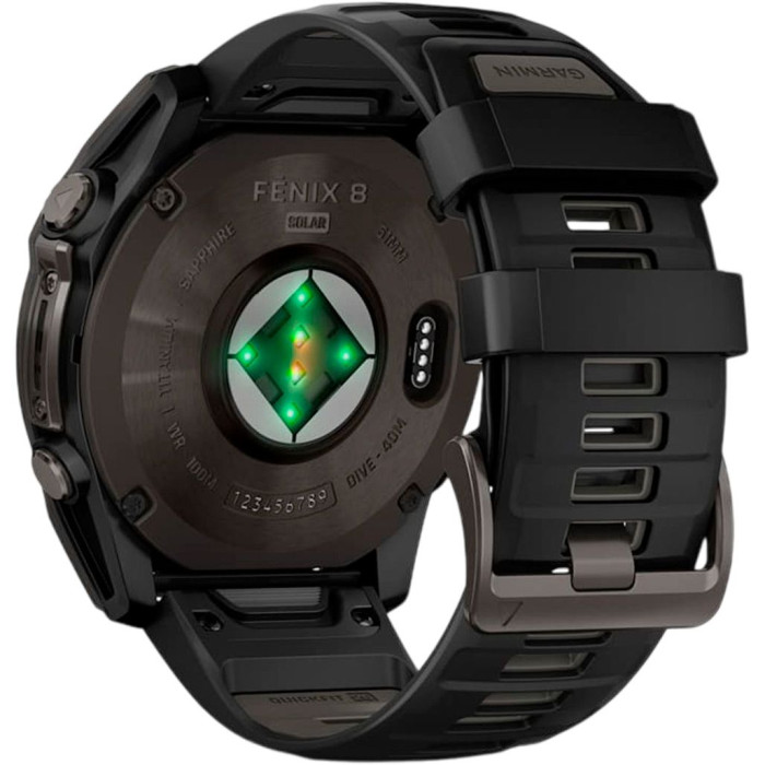 Смарт-часы Garmin Fenix 8 51mm Solar Sapphire Carbon Gray DLC Titanium w. Black/Pebble Gray S. Band (010-02907-10/11/7) Идеальное Состояние