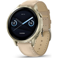 Смарт-годинник Garmin Venu 4 41 mm Lunar Gold with Light Sand Leather Band (010-03013-03)