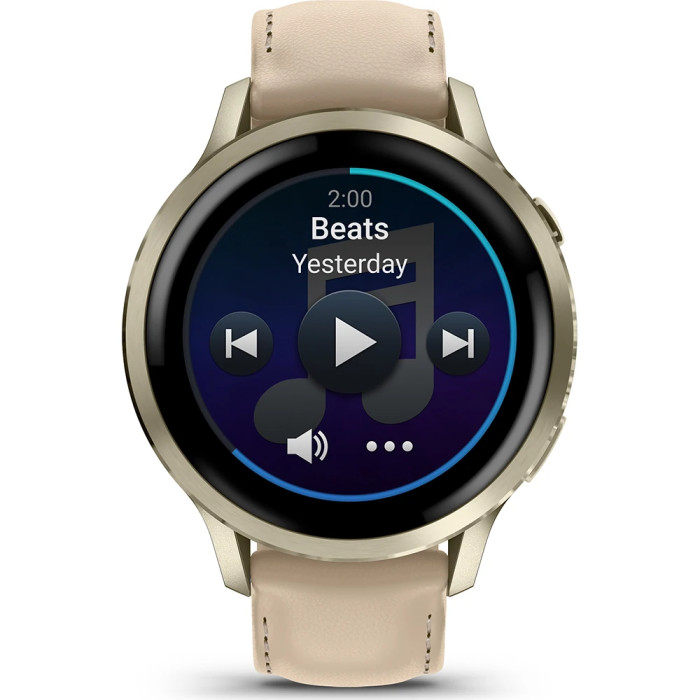 Смарт-годинник Garmin Venu 4 41 mm Lunar Gold with Light Sand Leather Band (010-03013-03)