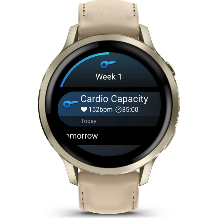 Смарт-годинник Garmin Venu 4 41 mm Lunar Gold with Light Sand Leather Band (010-03013-03)