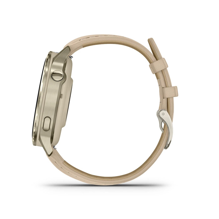 Смарт-годинник Garmin Venu 4 41 mm Lunar Gold with Light Sand Leather Band (010-03013-03)