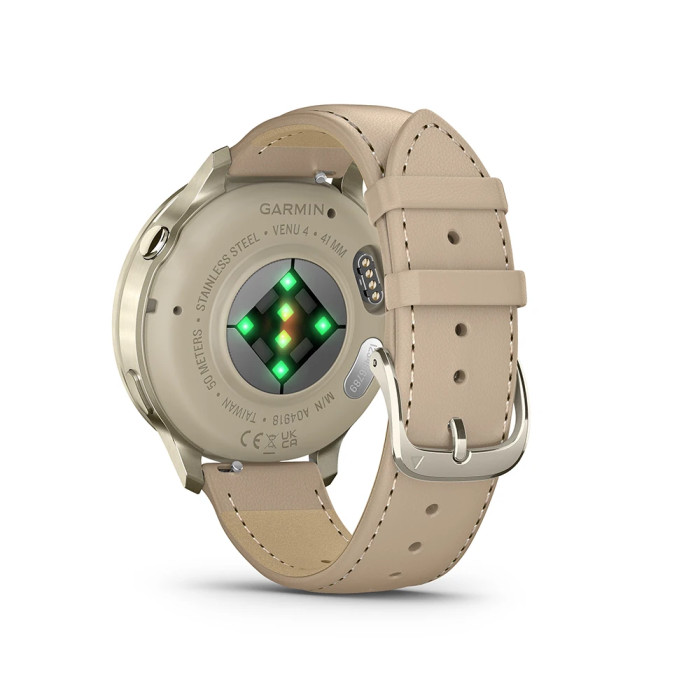 Смарт-годинник Garmin Venu 4 41 mm Lunar Gold with Light Sand Leather Band (010-03013-03)