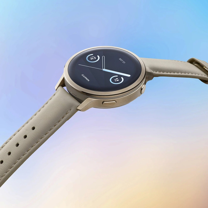 Смарт-годинник Garmin Venu 4 41 mm Lunar Gold with Light Sand Leather Band (010-03013-03)
