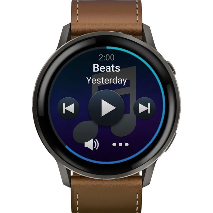 Смарт-годинник Garmin Venu 4 45 mm Slate with Brown Leather Band (010-03014-03)