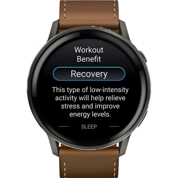Смарт-годинник Garmin Venu 4 45 mm Slate with Brown Leather Band (010-03014-03)