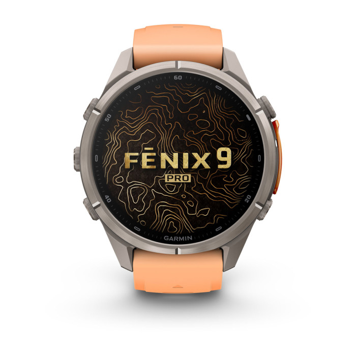 Смарт-часы Garmin Fenix 9 Pro 43mm Titanium with Shell Pink/Autumn Orange Silicone Band (010-04335-05)