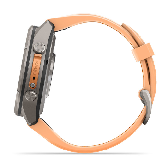Смарт-часы Garmin Fenix 9 Pro 43mm Titanium with Shell Pink/Autumn Orange Silicone Band (010-04335-05)