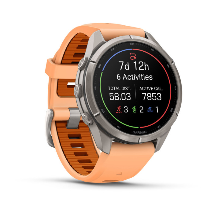 Смарт-часы Garmin Fenix 9 Pro 43mm Titanium with Shell Pink/Autumn Orange Silicone Band (010-04335-05)