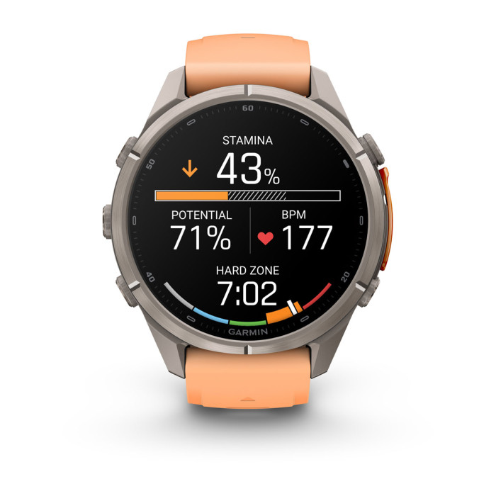 Смарт-часы Garmin Fenix 9 Pro 43mm Titanium with Shell Pink/Autumn Orange Silicone Band (010-04335-05)