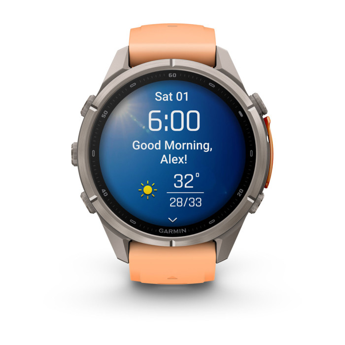 Смарт-часы Garmin Fenix 9 Pro 43mm Titanium with Shell Pink/Autumn Orange Silicone Band (010-04335-05)