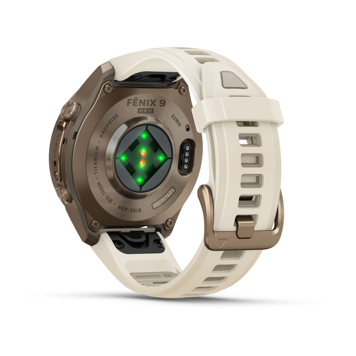 Смарт-часы Garmin Fenix 9 Pro 43mm Autumn Gold Titanium with Cream/French Gray Silicone Band (010-04335-25)
