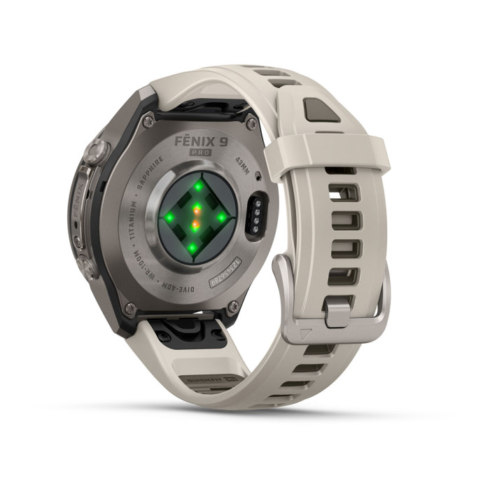 Смарт-часы Garmin Fenix 9 Pro 43mm Titanium with Fog Gray/Dark Sandstone Silicone Band (010-04335-85)