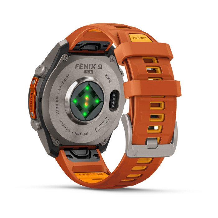 Смарт-часы Garmin Fenix 9 Pro 47mm Titanium with Autumn Orange/Spark Orange Silicone Band (010-04336-05)