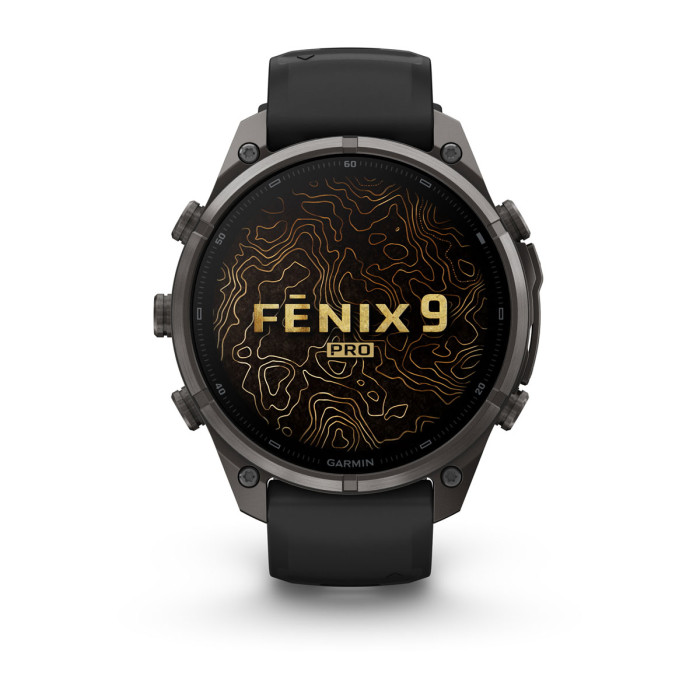 Смарт-часы Garmin Fenix 9 Pro 47mm Carbon Gray DLC Titanium with Black/Pebble Gray Silicone Band (010-04336-15)