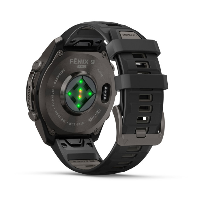 Смарт-часы Garmin Fenix 9 Pro 47mm Carbon Gray DLC Titanium with Black/Pebble Gray Silicone Band (010-04336-15)