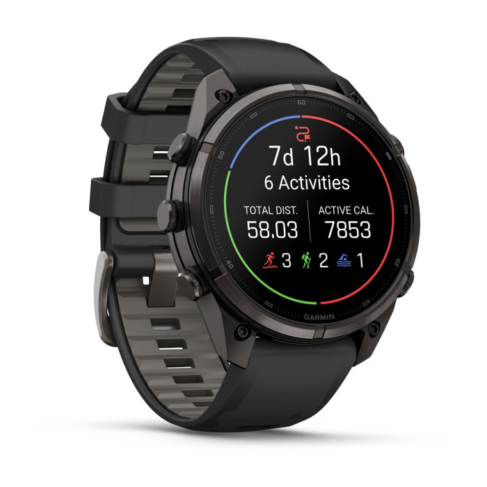 Смарт-часы Garmin Fenix 9 Pro 47mm Carbon Gray DLC Titanium with Black/Pebble Gray Silicone Band (010-04336-15)