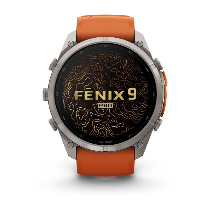 Смарт-часы Garmin Fenix 9 Pro 51mm Titanium with Autumn Orange/Spark Orange Silicone Band (010-04337-05)